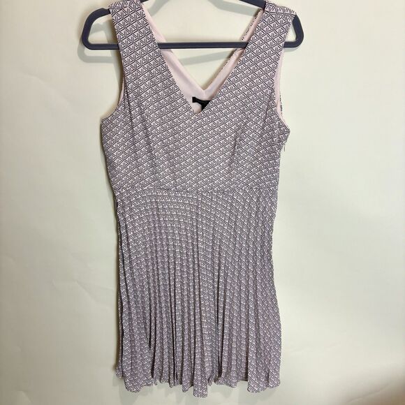 Banana Republic Factory Blush Pink Geometric Pleated A-line Dress Size 10 Petite - Picture 1 of 8